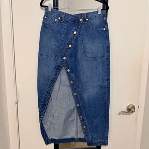 GAP x Cult Gaia Asymmetrical Denim Maxi Skirt